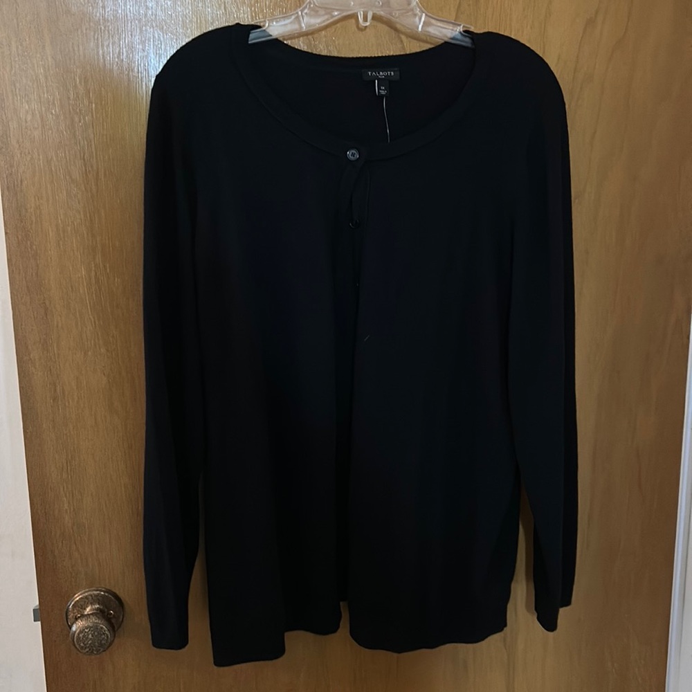 Talbots black button sweater. NWT